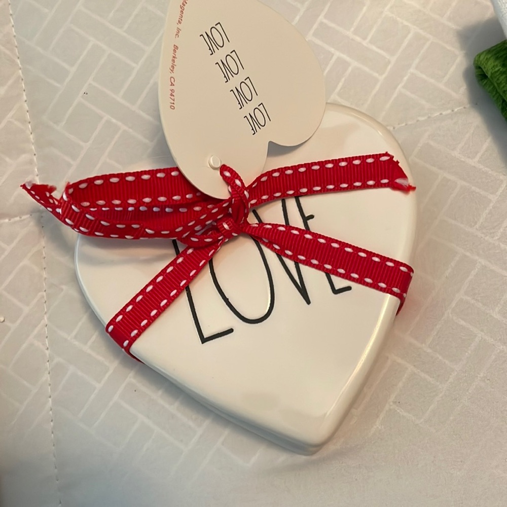 Rae Dunn LOVE heart shaped coasters set of 4